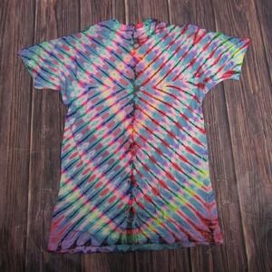 Tie Dye Shirt Girls XL 16/18 Colorful Rainbow Glitter Short Sleeve Tunic Top VTG